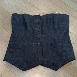 Like New Nanette Lepore Plaid Button-Up Corset Top Sz 10